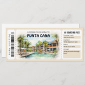 Editable Punta Cana Boarding Pass Flugzeug Ticket Einladung (Vorne/Hinten)