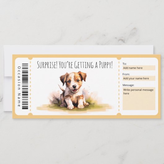 Editable Puppy Gift Certificate für Hundefreunde Einladung (Vorderseite)
