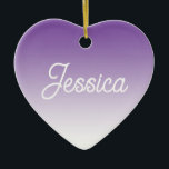 (Editable) Purple Color Ombre & Your Text Keramik Ornament<br><div class="desc">Any name or word in a retro-modern calligraphy.</div>