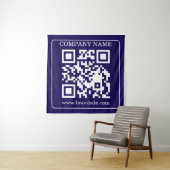 Editable QR Code Navy Blue Modern Branding Display Wandteppich (Beispiel)
