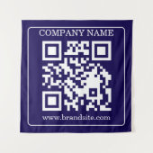 Editable QR Code Navy Blue Modern Branding Display Wandteppich (Vorderseite)
