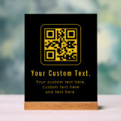 Editable QR Code & Text Template | Black & Gold Acrylschild (Neutral)