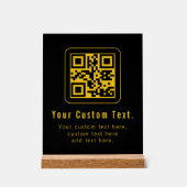 Editable QR Code & Text Template | Black & Gold Acrylschild (Vorderseite)