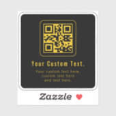 Editable QR Code & Text Template | Black & Gold Aufkleber (Blatt)