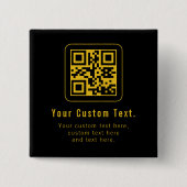 Editable QR Code & Text Template | Black & Gold Button (Vorderseite)