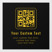 Editable QR Code & Text Template | Black & Gold Fensteraufkleber (Blatt)