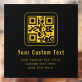 Editable QR Code & Text Template | Black & Gold Fensteraufkleber (Blatt 2)