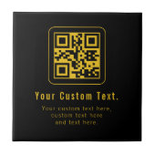Editable QR Code & Text Template | Black & Gold Fliese (Vorderseite)