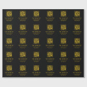 Editable QR Code & Text Template | Black & Gold Geschenkpapier (Flach)
