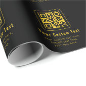 Editable QR Code & Text Template | Black & Gold Geschenkpapier (Rolleneckpunkt)