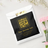 Editable QR Code & Text Template | Black & Gold Geschenktütchen (Versiegelt)