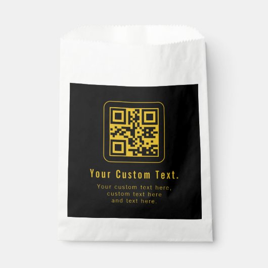 Editable QR Code & Text Template | Black & Gold Geschenktütchen (Vorderseite)