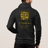 Editable QR Code & Text Template | Black & Gold Hoodie (Rückseite)