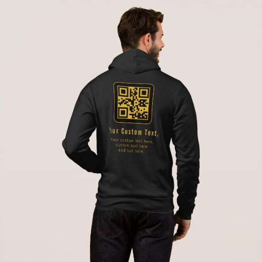 Editable QR Code & Text Template | Black & Gold Hoodie (Schwarz voll)