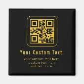 Editable QR Code & Text Template | Black & Gold Magnet (Vorne)