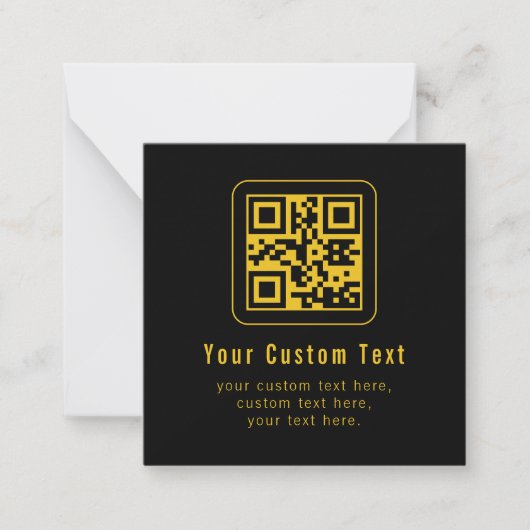 Editable QR Code & Text Template | Black & Gold Mitteilungskarte (Vorderseite)