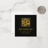 Editable QR Code & Text Template | Black & Gold Mitteilungskarte (Vorderseite/Rückseite Beispiel)