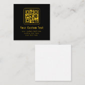 Editable QR Code & Text Template | Black & Gold Mitteilungskarte (Vorne/Hinten)