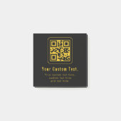 Editable QR Code & Text Template | Black & Gold Post-it Klebezettel (Vorderseite)