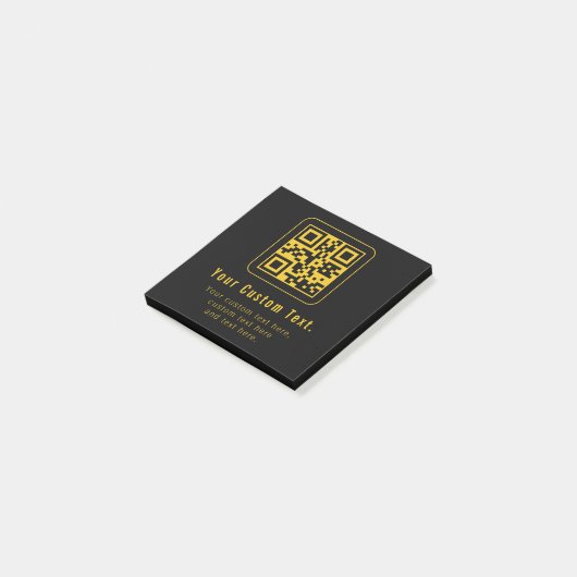 Editable QR Code & Text Template | Black & Gold Post-it Klebezettel (angewinkelt)