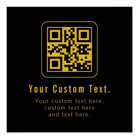 Editable QR Code & Text Template | Black & Gold Poster (Vorderseite)
