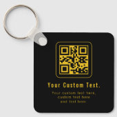 Editable QR Code & Text Template | Black & Gold Schlüsselanhänger (Vorderseite)