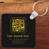 Editable QR Code & Text Template | Black & Gold Schlüsselanhänger (Rückseite)