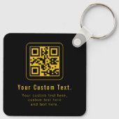 Editable QR Code & Text Template | Black & Gold Schlüsselanhänger (Rückseite)