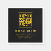 Editable QR Code & Text Template | Black & Gold Serviette (Vorderseite)