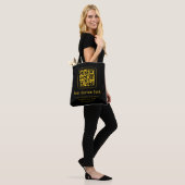 Editable QR Code & Text Template | Black & Gold Tasche (Am Model)