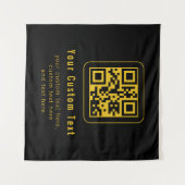 Editable QR Code & Text Template | Black & Gold Wandteppich (Vorderseite (Horizontal))