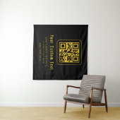 Editable QR Code & Text Template | Black & Gold Wandteppich (Beispiel (Horizontal))