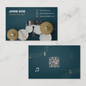 Editable QR Drums Teacher Visitenkarte (Vorne/Hinten)