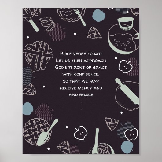 Editable Quotes Backen Apfelkuchen Cartoon Poster (Vorne)
