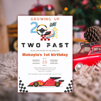 Editable Race Car 2. ZWEI Fast Vintagen Geburtstag Einladung