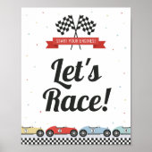 Editable Race Car Birthday Sign Poster (Vorne)