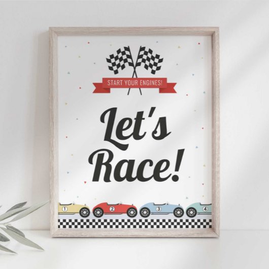 Editable Race Car Birthday Sign Poster