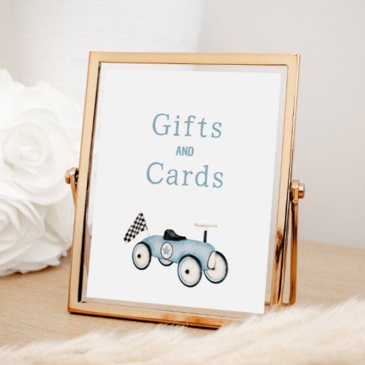 Editable Race Car Ride On Gifts Cards signieren Poster