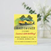 Editable Racing Car Birthday Party Einladungspostkarte (Stehend Vorderseite)