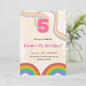 Editable Rainbow Sequin 5th Birthday invitation Einladung (Stehend Vorderseite)