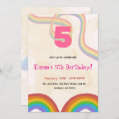 Editable Rainbow Sequin 5th Birthday invitation Einladung (Vorne/Hinten)