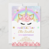 Editable Rainbow Unicorn Einladung zum Geburtstag (Vorderseite)
