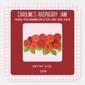 Editable Raspberry Jam Quadratischer Aufkleber (Vorderseite)