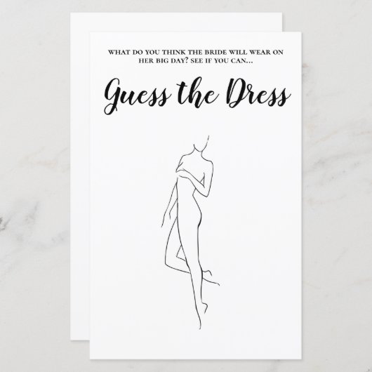 Editable Ratgeber für das Dress Brautparty Game (Vorne/Hinten)