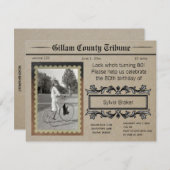 Editable Read All about It Vintagen Geburtstag Einladung (Vorne/Hinten)