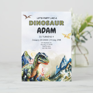 Editable realistische Dinosaurier Geburtstagseinla Einladung