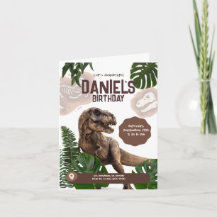 Editable realistische Dinosaurier Geburtstagseinla Einladung