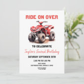 Editable Red ATV Wheeler Bike Einladung zum Geburt (Stehend Vorderseite)