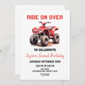 Editable Red ATV Wheeler Bike Einladung zum Geburt (Vorne/Hinten)