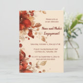 Editable Red Autumn Flowers Engagement Einladung (Stehend Vorderseite)